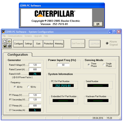 CAT Digital Voltage Regulator (CDVR) PC Software v252-7515-01